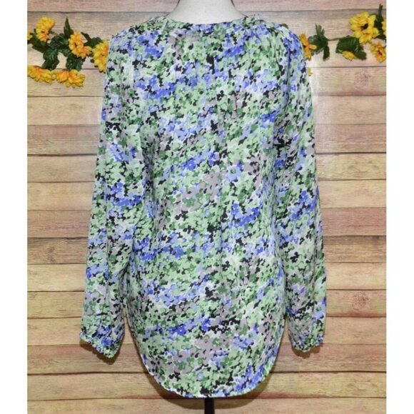 Maria Gabrielle Ladies Green Floral Blouse Top Size L Pleated Lightweight - Picture 7 of 12